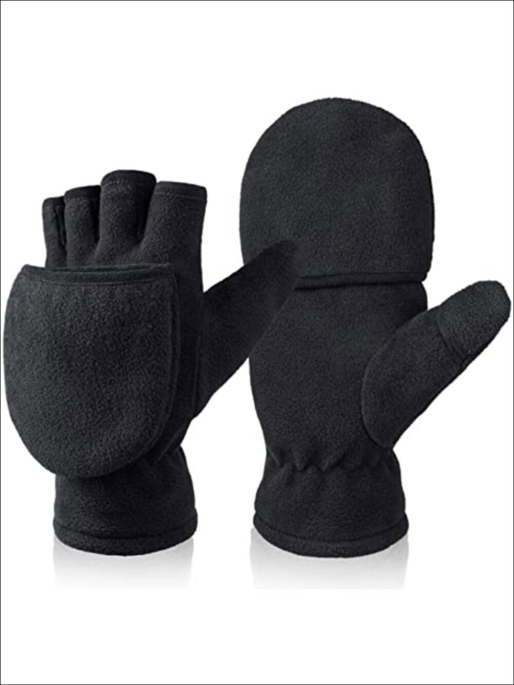 Convertible Fingerless Flip Top Winter Mittens Fleece Gloves